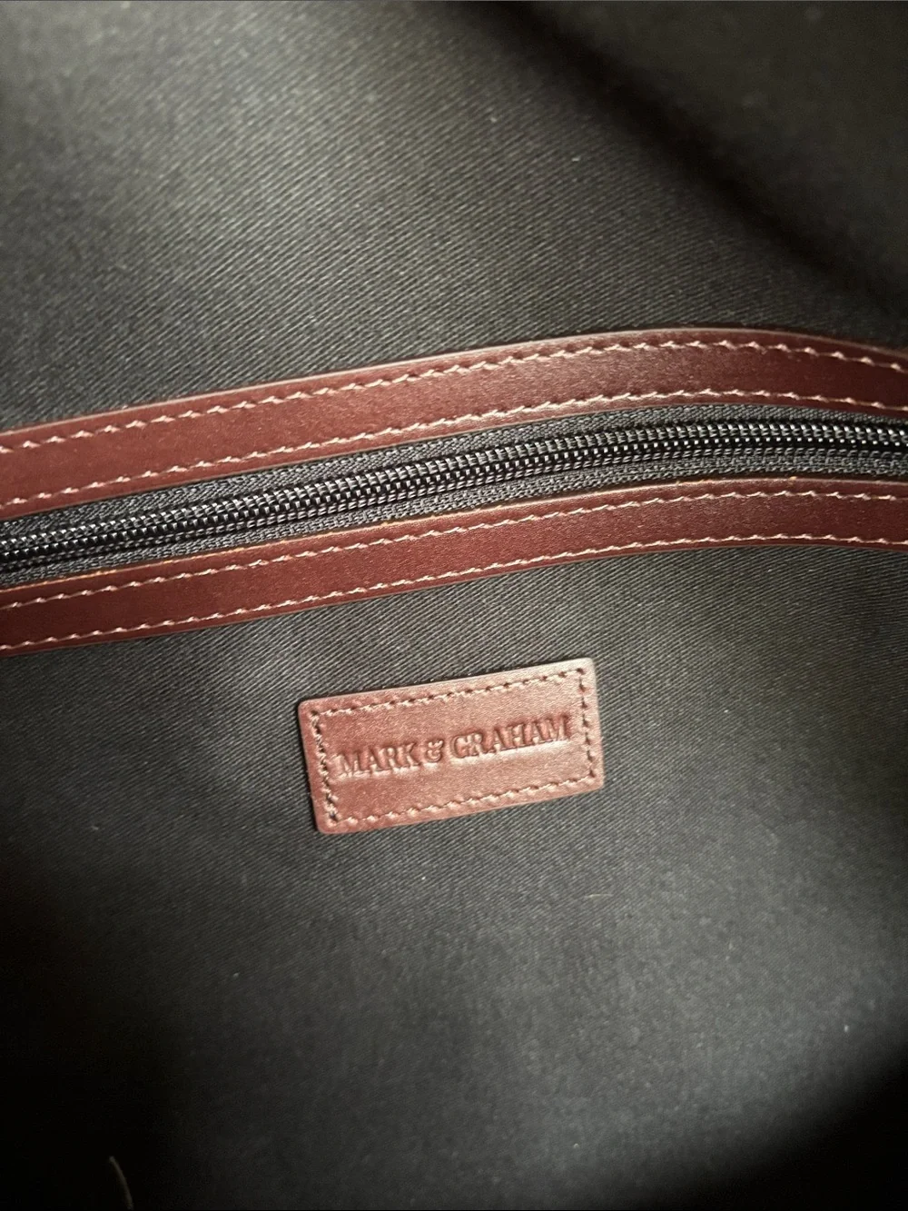 Mark & Graham Chestnut Brown Leather Duffel Bag